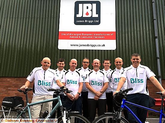 Geoff Stocks and a group of colleagues from James Briggs Ltd, in Salmon Fields, Royton, are cycling the entire 127 miles of the Leeds-Liverpool canal tomorrow in aid of premature baby charity Bliss.