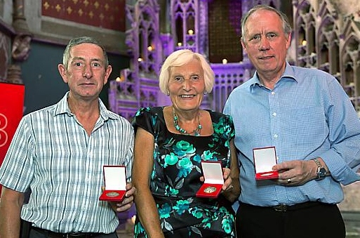 100-up! Blood donors (l-r) William Whitehead (65), Linda Fitzpatrick (67), and Peter Smithies (66) have all made over 100 blood donations