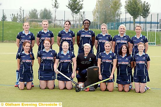 PICTURE PARADE: Oldham Ladies Hockey Club firsts of Emma Burns (back row, left), Fran Lees, Amanda Smith, Chidi Onuoha, Amy Broadbent, Karen Rowley, Rebecca Blair. Fran Barlow (front, left), Daisy May Ward, Louise Howard, Sarah Simpson, Lisa Staniland, Yvonne Jackson, Jordanna Rawlinson. 