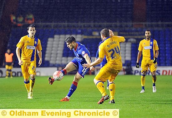 Supersub Giorgio Rasulo, who made a telling contribution after being introduced, displays his skills.
