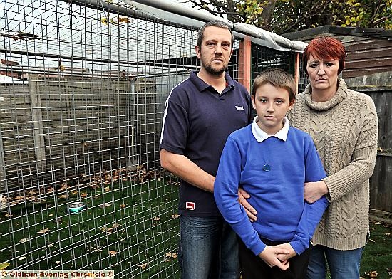 The RSPCA has taken a rescue fox from a family in Failsworth. 

PIC shows L-R: Dave Robinson, Harry Robinson and Paula Robinson