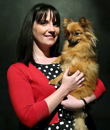 FUNNY bones . . . nurse turned comedienne Penella Mellor with her dog Teddy