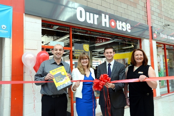 FLASHBACK to the store’s opening with (from left): Gary Thomas (manager), Carolyn Wilkins (Oldham chief executive), Jim McMahon (council leader) and Sue Strother, retail operations director.