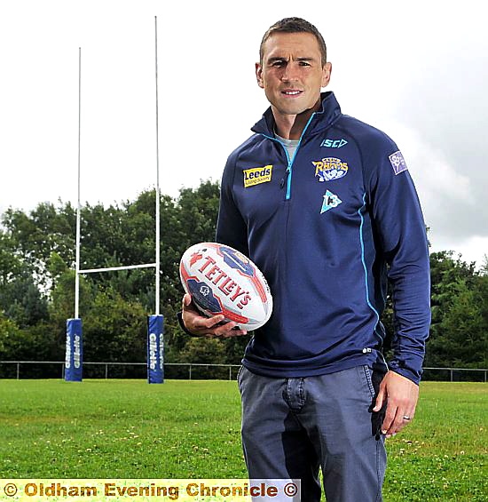 TRUE TO HIS ROOTS: Kevin Sinfield is pictured during a return to Waterhead ARLFC.
