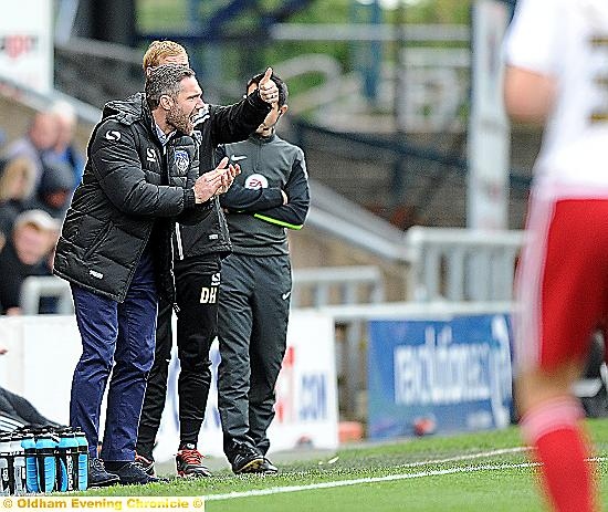 DETERMINED . . . Athletic manager David Dunn wants a more aggressive approach from his players, starting with tomorrow’s trip to Bramall Lane.