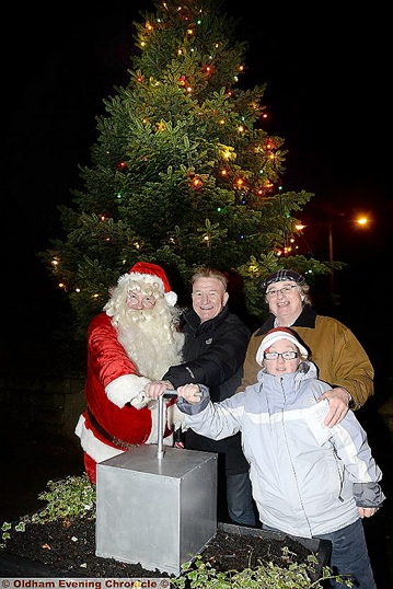 Delph Christmas lights switch-on was attended by Father Christmas, Mike Sweeney from BBC Radio Manchester, Gilbert Symes and Emma Shaw