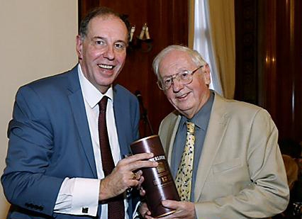 Ken Bennett (right) with Liverpool Press Club secretary Chris Johnson.