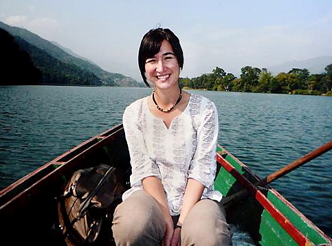 LUCKY . . . Jayne Harthan, from Uppermill, pictured in happier times in Nepal. She says she was lucky to be near the British Embassy when the earthquake struck, and has since helped by working with the embassy to register UK nationals who seek help