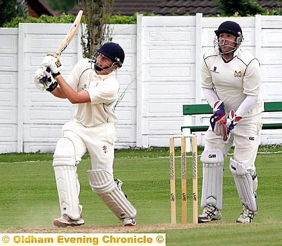 Ashton batsman Brad Woodley, hits a skyward strike caught by Crompton fielder Steven Wright. But the catch was to have repercussions for the fielder. 