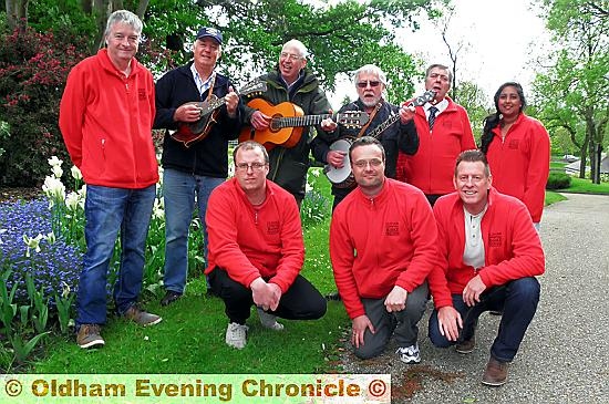 YOU Tinkers: band members (l-r) Dave Howard, Gerry Kearns and John Howarth with the carnival management group