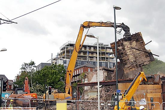 Demolition started on the new shopping and car park development.