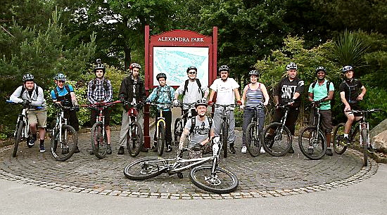 Jason Bromley (front), with club members