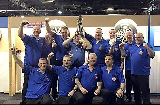 SWEPT THE BOARD.: the triumphant Oldham team of Steve Gallimore (back row, left) Dave Rawstron, Carl Sneyd, Mick Kenway, Paul Cartwright, Dave Airey, Ian Walters and Dave Adshead. Mark McGeeney (front, left), Lee Holden, Stan Howe (supporter) and Andy Pearson.