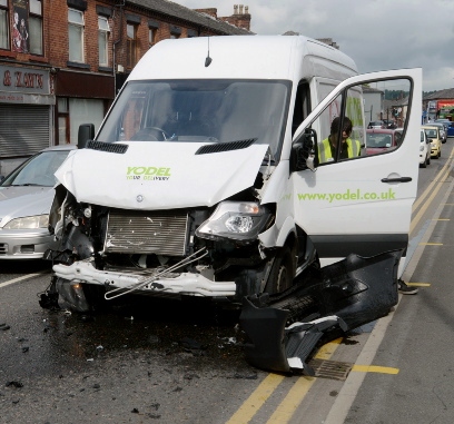 WHITE VAN: came off worst in the collision