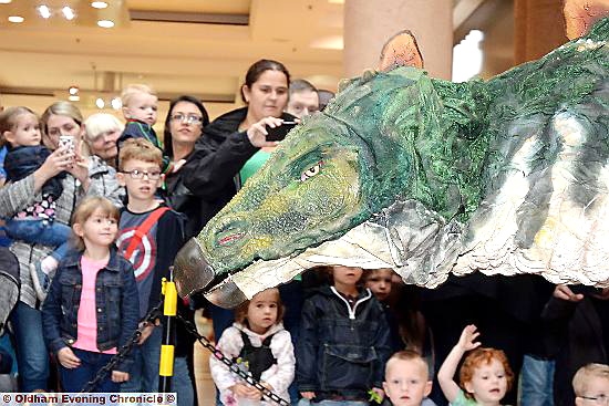 FANS get close to Steggy the dinosaur