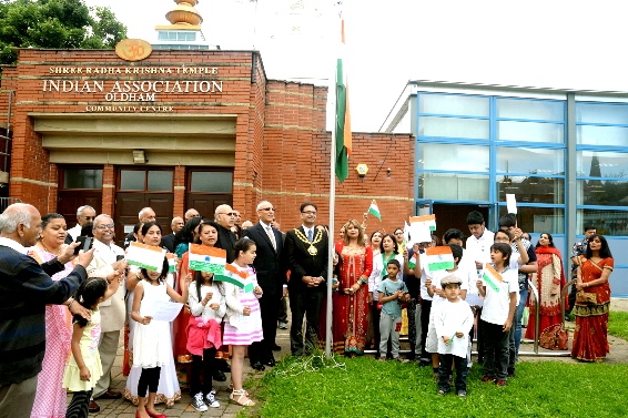 Raising the flag . . . the Mayor and Mayoress joined the Indian community in its independence day celebrations