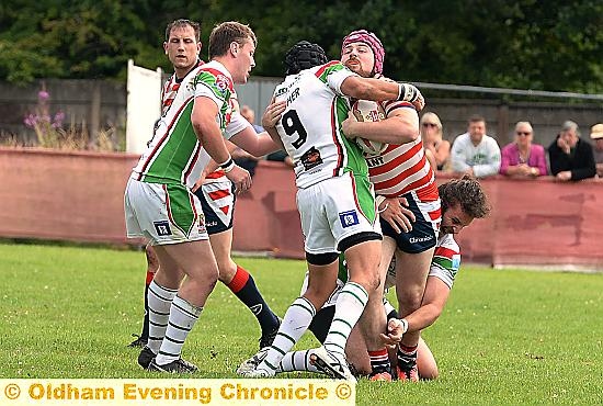 STOP THERE: Michael Ward hits a Keighley wall.