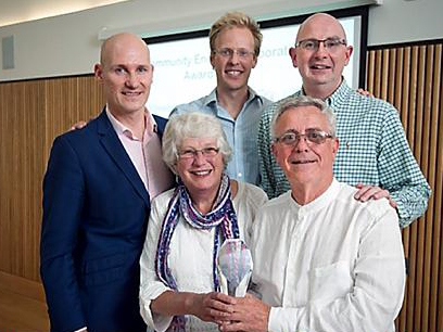 SWITCHED on . . . (from left) Jonathan Hazeldine, head of M&S Energy; Alison Brittle, SCH; Richard Rider, Renewables First; Bill Edwards, SCH chair; and Peter Gill, rural and operational property manager at United Utilities