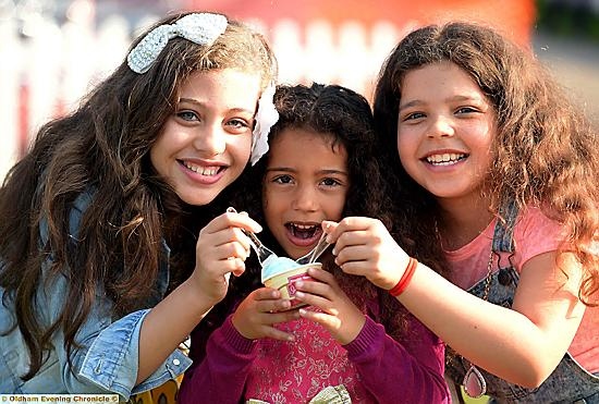 SISTERS Mia (12), Anya (6) and Sadie Lee (10) enjoy the party