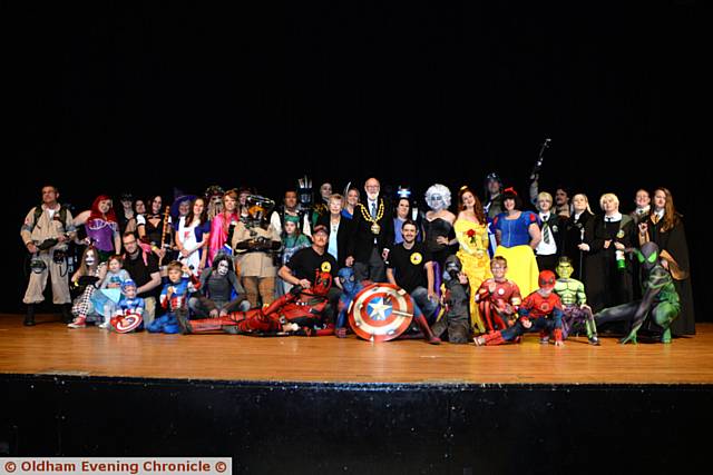 Ham Fest for superheros at Queen Elizabeth Hall, Oldham. Superheros meet the Mayor and Mayoress of Oldham.
