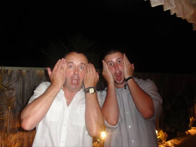 Mike Crean (60) and his son Sean (26) at a family wedding in Perth, Australia, in 2011