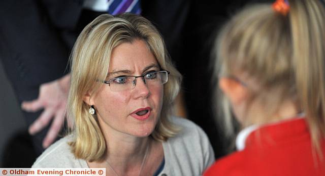 PLEASED to meet you . . .

 Education Secretary

 Justine Greening chats to a pupil