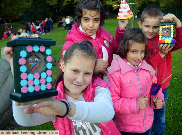 Natalia Begaj (12), Eleni Soultanidou (9), Nicole Soultanidou (6) and Agjelos Begaj (6) with their autumn creations
