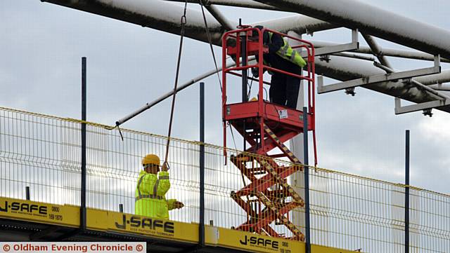 Bridge work over Oldham Way. Work will last until January 2017.