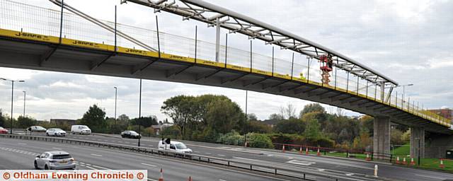 Bridge work over Oldham Way. Work will last until January 2017.