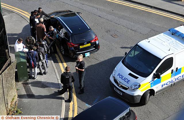 POLICE at the incident on Rhodes Bank