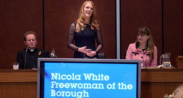 HONOUR . . . Nicola White last night