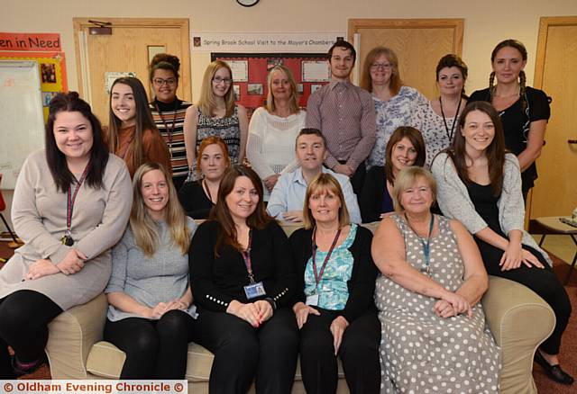 Pride in Oldham nominees, staff at Springbrook Primary School. Pic shows head of school Toni Thomason (seated, 3rd from left) with her team.