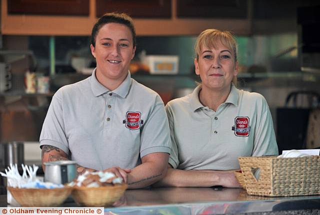 Pride in Oldham nomination for Diana's Sandwich Bar at Tommyfield Market. PIC L-R: Kim Shaw and Martha Want.