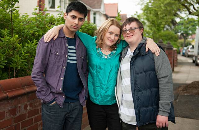 LEON Harrop (right) with Moving On co-stars Antonio Aakeel and Rosie Cavaliero.