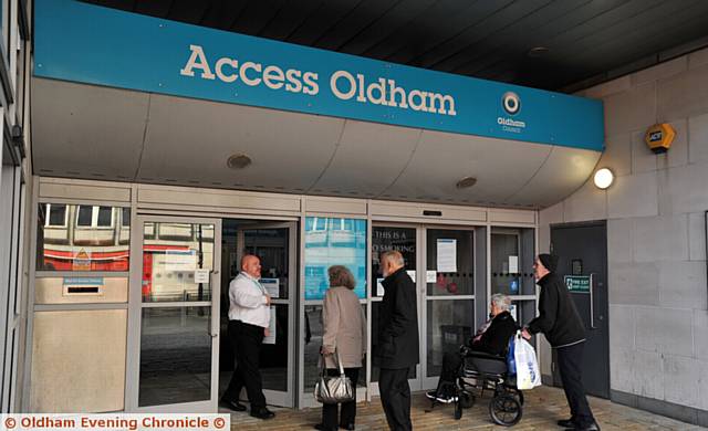 Oldham Civic Centre 'Access Oldham' closed due to health and safety reasons..