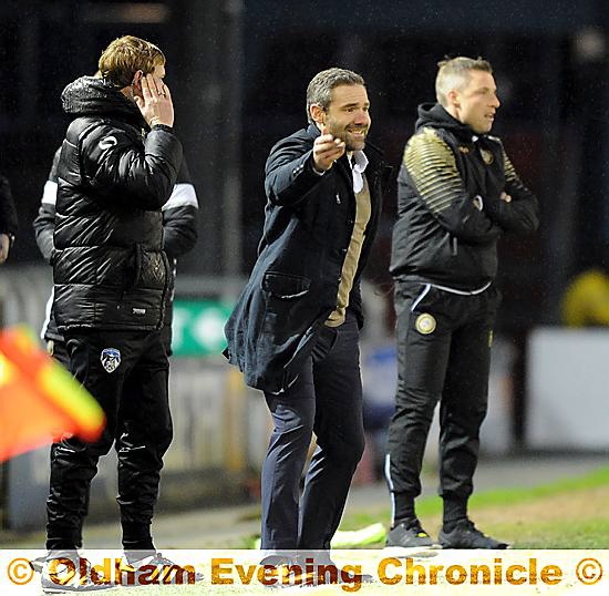 ATHLETIC manager David Dunn gets his point across during Saturday’s defeat at the hands of Millwall. 