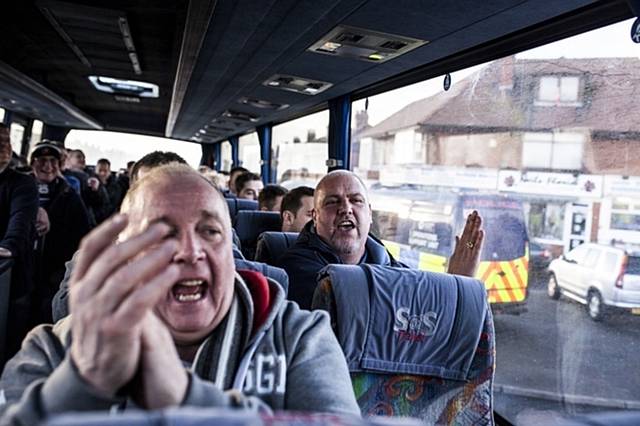 Latics fans featured in David Shaw's book 'Oh When The Blues'. 