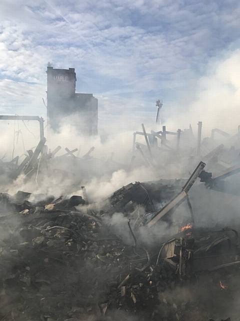 Maple Mill Demolition following fire. Picture by Ryan Hughes of D Hughes Demolition and Excavation.