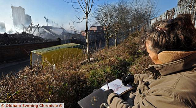 CAPTURING the scene . . . Stockport artist Helen Clapcott at Maple Mill