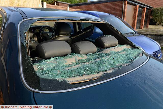 Car windows and house windows smashed at a house in Webster Street, Mossley..