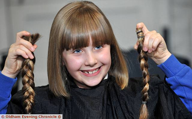 Lucy Needham (6) has her hair cut for the Little Princess Trust