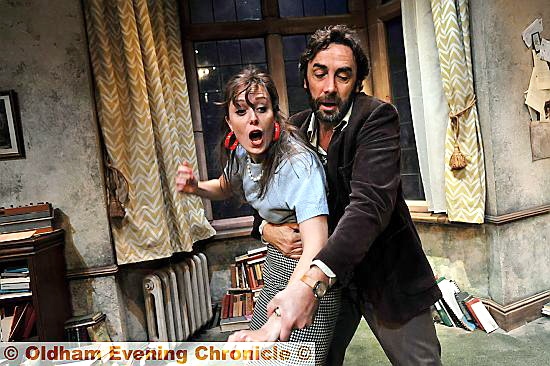 Scarlett Brookes in a scene from “Educating Rita” at the Coliseum. She is pictured with Steven Elliott, the only other actor in the play