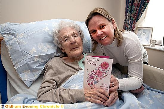 Alice Morton, 100 today, with granddaughter Ruth Ramsden