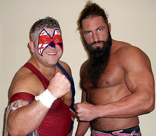 Oldham wrestler Rocky Steele (left) and superstar Bram