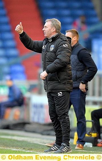 THUMBS UP: Athletic manager John Sheridan likes what he sees at SportsDirect.com Park.