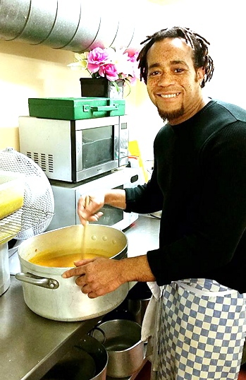 Service with a smile . . . Valter Faria in the Salt Cellar kitchen