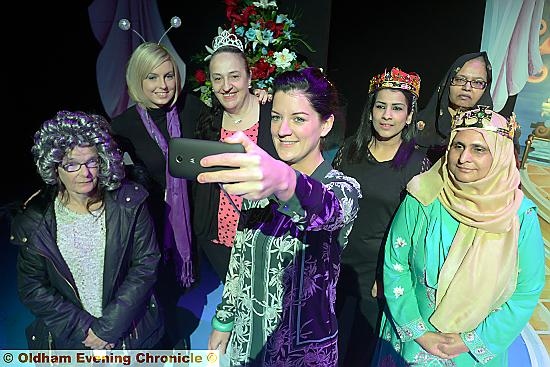 AN International Women's Day event at Oldham Coliseum, organised by Aksa Homes for its tenants. Selfie time for (l-r) Janet Lees (tenant), Jayne Booth (Aksa), Carol Morrison, Carly Henson (Coliseum), Fahmida Khan, Riaz Begum, Khalida Ahmed (tenants)