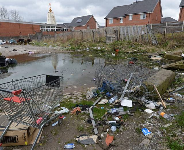 RUBBISH on land behind Kent Street, Hathershaw