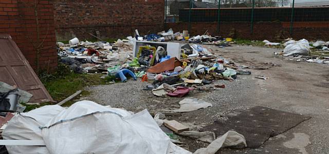 Rubbish on land behind Kent Street, Hathershaw.