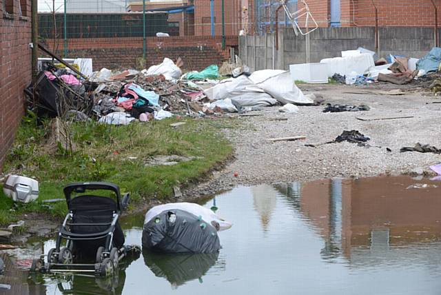 Rubbish on land behind Kent Street, Hathershaw.